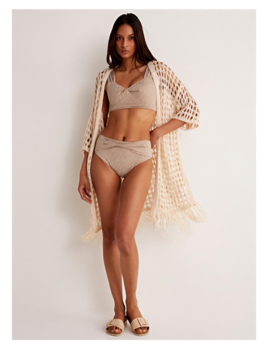 Openwork crochet fringed Bathing Suit Cover Up - Made In Italy